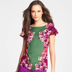 Ann Taylor Jungle Floral Print Flutter Sleeve Top